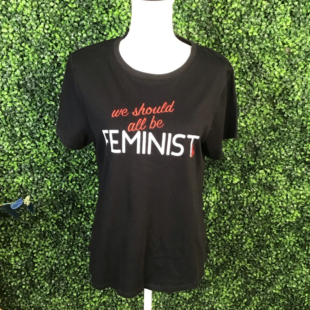 NWT Black Feminist Slogan graphic T-Shirt retouched cotton‎